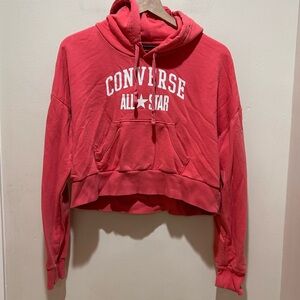 Converse All Star Crop Long Sleeve Hoodie Pink Sweatshirt - Women’s Size Medium